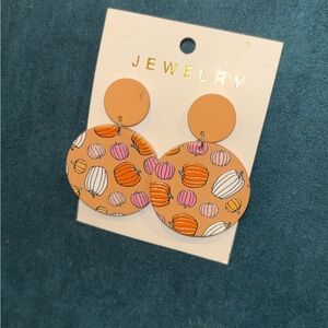 Fall pumpkin earrings.  Pink and orange earrings.